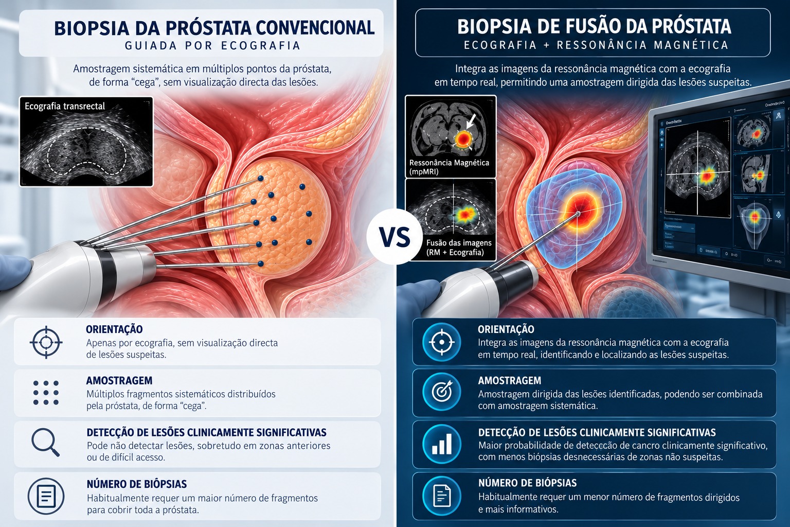 Comparação entre biopsia convencional e biopsia de fusão da próstata